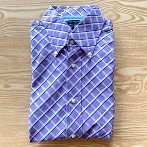 Tommy Hilfiger Funky Shirt Medium Purple 24" Pit-to-Pit Designer 15.5" Collar - Picture 1 of 11