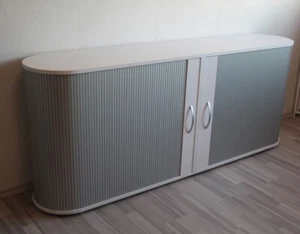 Sideboard weiß Rollladenschrank 2teilig Aktenschrank Rollladen silber Büromöbel - Bild 1 von 2