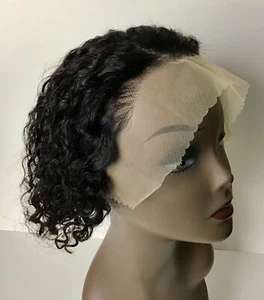 Human Hair Lace Front Wig Kinky Curly Short Wig for Women 13×1 Lace front Wig 8" - Picture 1 of 6