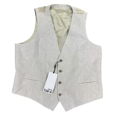 Chaleco Traje Bar III Para Hombre Calce Ajustado 100% Lino Beige XL Foto 1 de 4