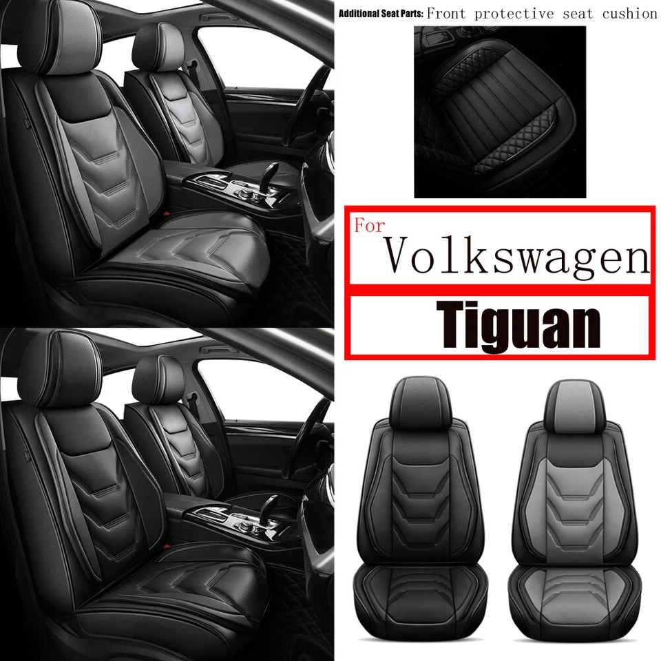 Front&Rear Car For Volkswagen Tiguan 2009-2023 PU Leather 2/5Seat Covers Cushion - Image 1 of 1