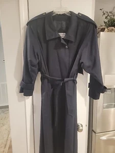J. Gallery Lady Dark Navy Formal Coat. 11/12. Ex Cond. Shoulder Pads Button Belt - Picture 1 of 12