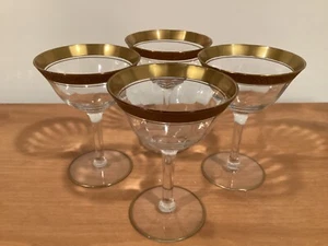 Set 4 Tiffin Franciscan Minton Vintage Optic Small Champagne Glasses Gold Trim - Picture 1 of 10
