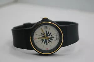 Vintage Armitron Awatch Swiss Compass Dial Mens Watch Black Plastic New Batt - Picture 1 of 6