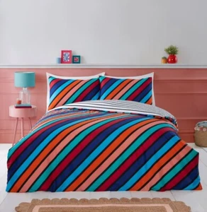 Oxford Streifen Bettbezug Set-weiche Mikrofaser Bettwäsche, Einzel/Doppel/King Size - Bild 1 von 12