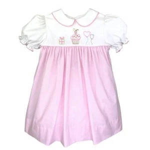 Petit Ami Pink Check Birthday Embroidered Dress Set 12 18 24 Months - Picture 1 of 1