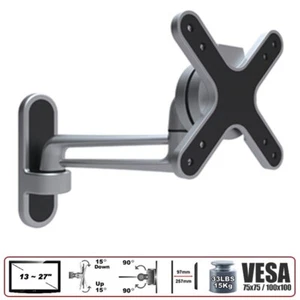 Aluminum TV Monitor Wall Mount Bracket Tilt Swivel Arm 13 15 17 19 21 23 26 27" - Picture 1 of 1