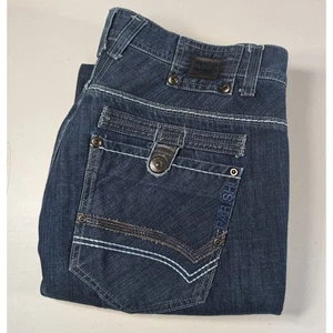 Parish Jeans Mens Size 38x31 Dark Blue Baggy Jeans Y2K Hip Hop Streetwear - Picture 1 of 7