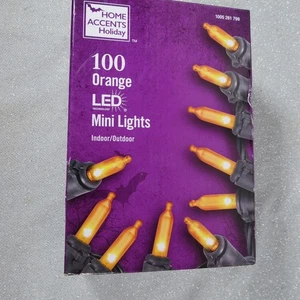 Home Accents Holiday 100 Orange LED Mini Lights 28 ft 10 in Lighted Length New - Picture 1 of 2