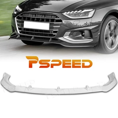 Painted White PP Front Bumper Spoiler Lip Chin For Audi A4 Quattro 2020-2024 - Image 1 of 4