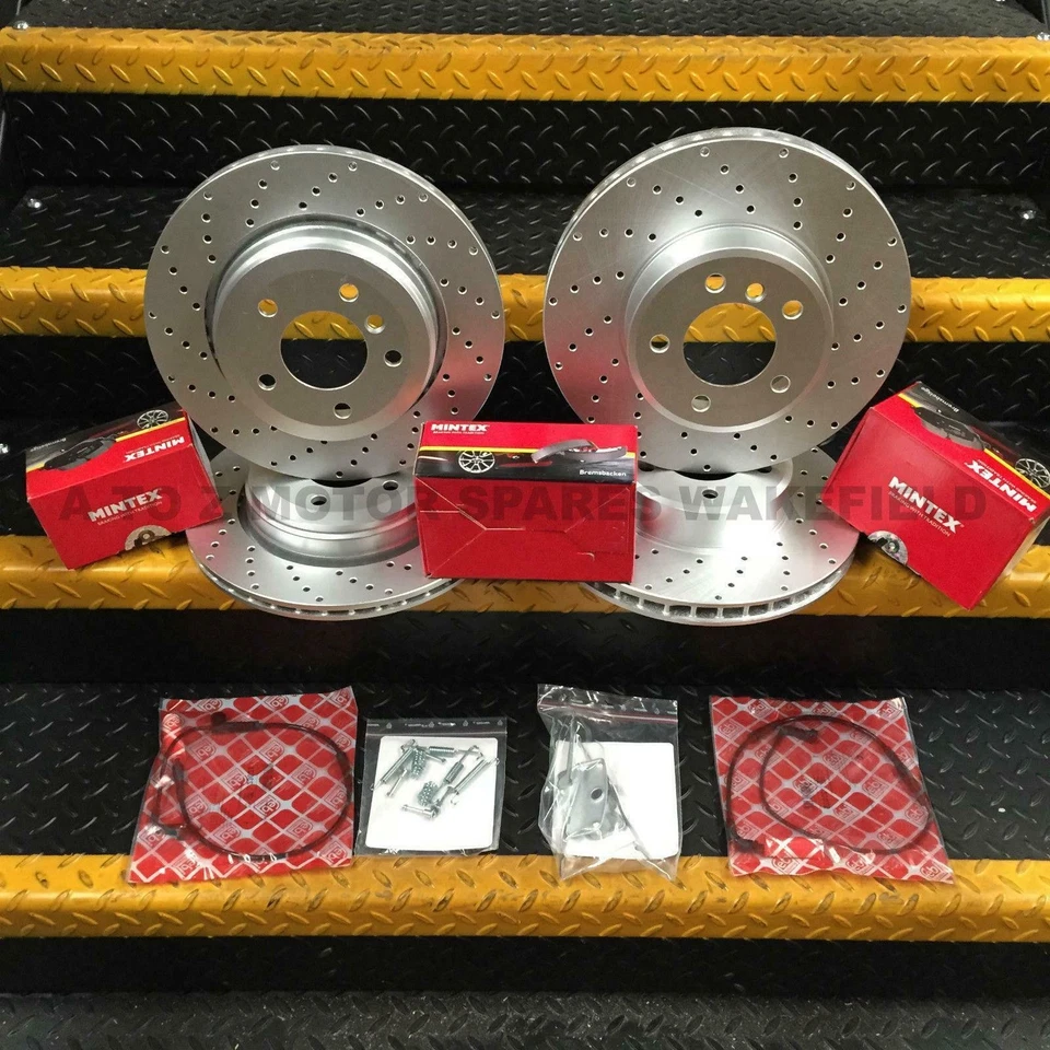 Für BMW 530d E60 E61 Gebohrt Vorne Ha Bremsscheiben Beläge Handbremse Park Shoes - Bild 1 von 1