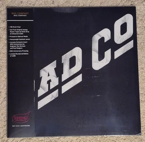 BAD COMPANY - Bad Company - Rhino High Fidelity Numbered 180G LP Factory Sealed - Imagen 1 de 2