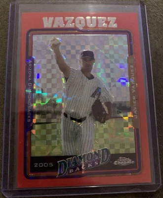 2005 Topps Chrome Update Javier Vazquez Red XFractor #UH81 SP /65 Arizona DBacks - Image 1 of 2