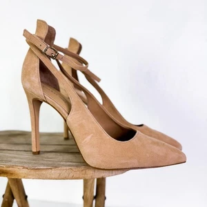 Gianni Bini Lulaa Cutout Suede Dress Pumps Heels Shoes Spanish Sand Tan 10 NEW - Picture 1 of 10