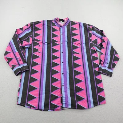 Vintage Western Signatures Shirt Mens XL Pink Black Southwestern Aztec Eds West - Image 1 of 4