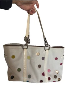 Coach Polka Dot Gallery Limited Edition White and Multicolor Dots Leather Tote - Picture 1 of 14