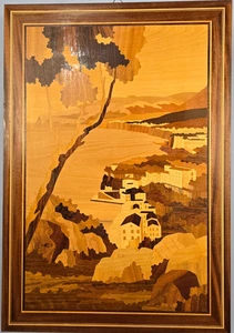 Vintage Wood Inlay Art Italy Picture Wall Hanging Marquetry 22 3/4" X 15 3/4" - Bild 1 von 7