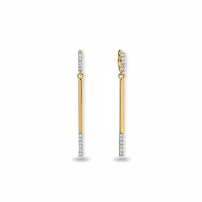 Brincos de gota Freida Rothman Radiance folheados a ouro esterlina 925 CZ + presente grátis - Imagem 1 de 3