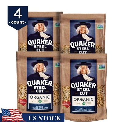 Organic Steel Cut Oats Whole Grain Nutty Flavor Resealable Bags 4 Pack 80oz New - Image 1 of 4