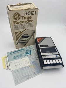 Vtg GE 3-5121B Portable Cassette Player Tape Recorder, Box/Sale Papers, Untested - Picture 1 of 10