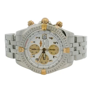 Breitling Chronomat Evolution B13356 44mm Steel 18k Chronograph White Watch - Picture 1 of 6