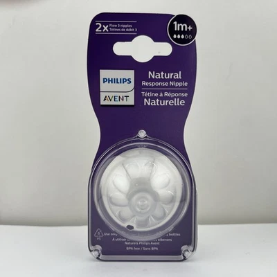 Philips Avent Natural Response FLOW 3  Nipple, Ages 1M+, Pack of 2 - Brand NEW! - Image 1 of 4