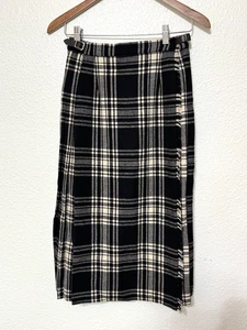 Gonna kilt Laird Portch Of Scotland donna 24 nera a quadri tartan lana preppy vintage - Foto 1 di 11