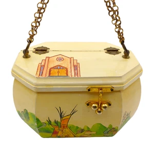 Handbemalte Holzkiste Handtasche - 9" Hap Gilliland Landschaft Indianer - Bild 1 von 17