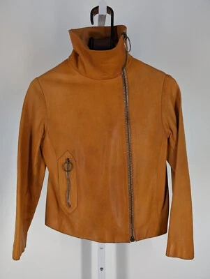 Pierre Cardin винтажный 60-х мод пространства века оранжевый ассиметричный кожаный Moto куртка - Изображение 1 из 4