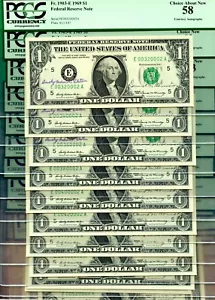 HALF OF 2ND SHEET & DOUBLE AUTOGRAPHED - 1969 $1 FRN - PCGS 2 AU 58 & 14 CU 63 - Picture 1 of 12