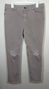 Free People Womens Size 31 Jeans Skinny Beige Distressed Ripped Denim - Picture 1 of 7