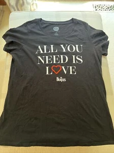 The Beatles Women's T-shirt "All You Need Is Love" Size Large Black - Picture 1 of 4