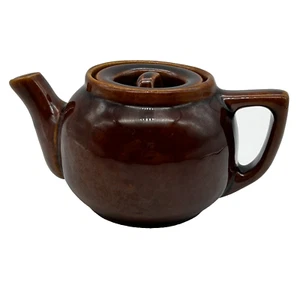 Vintage Small Brown Personal Single Serve Teapot w/Boston Sunken Lid - Picture 1 of 12
