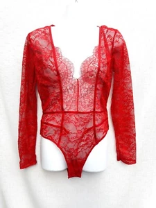 NEU Victoria's Secret Gr. M Teddy Spitze rot Dessous Body Oberteil sexy ungefüttert - Bild 1 von 8