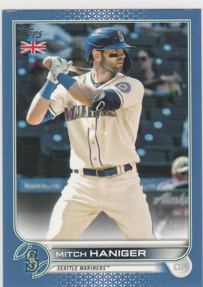 2022 Topps UK Edition Blue Parallel 38/75 Mitch Haniger #104 Seattle Mariners - Image 1 of 1