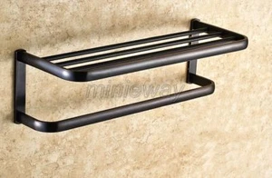 Black Oil Rubbed Bronze Bathroom Large Towel Rail Holder Rack Bar Shelf mba199 - Picture 1 of 7