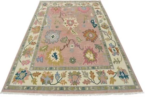 Oushak Rug 9’2” x 12’2” Pink Wool Modern Hand-Knotted Oriental Carpet - Picture 1 of 15