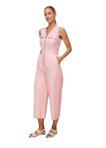 Whistles Nettie Utility Jumpsuit UK 8 Pink Cotton Pockets RRP 139 Pockets V Neck - Picture 1 of 14