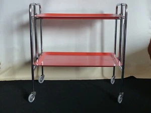 Klappbarer Bar Servier Wagen orange silber 70er vintage - Bild 1 von 18