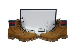 Gucci Marland Plain Toe Brown Suede Hiking Combat Boots Chucks 9G US 10.5 - Picture 1 of 14