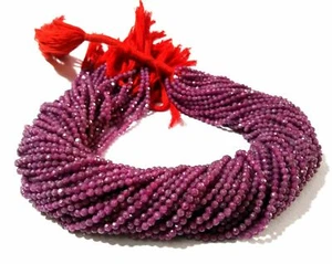 5 Strand Natural Ruby Round Faceted 2mm Gemstone Loose Beads 12"inch - Picture 1 of 4