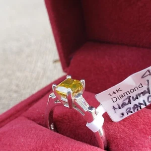 1.15CT NATURAL ORANGE RADIANT DIAMOND 14K WHITE GOLD ($10k) ENGAGEMENT RING: 6 - Picture 1 of 24