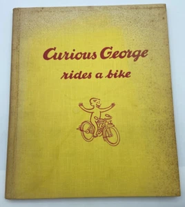 Curious George Rides a Bike by H.A. Rey, Vintage 1952 Hardcover Picture Book - Foto 1 di 8