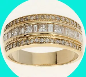 Diamond Anniversary Wedding Band Ring 1.15CT 14K YG Size 7.75 - Picture 1 of 8