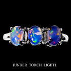 Unheated Oval Fire Opal Rainbow Full Flash 6x4mm 925 Sterling Silver Ring