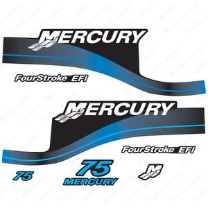Passt für Mercury 75PS Viertaktfahrwerk Außenbohrmotor Decals blau Set 1999-2004 - Picture 1 of 1