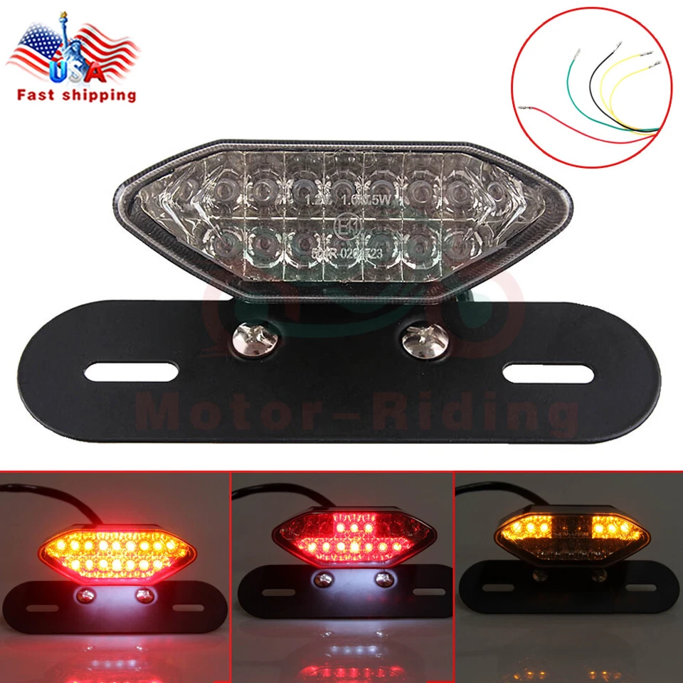 Motorcycle 16 LED Turn Signals Brake Light License Plate Integrated Tail Light - Image 1 of 4