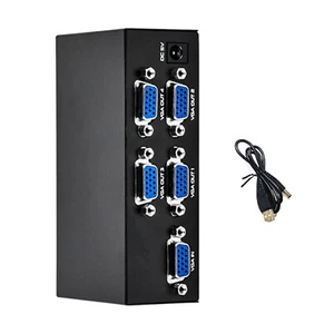 4 Port VGA Splitter Box 1 in 4 out for Video Screen Duplication 1x4 Adpater - Picture 1 of 12