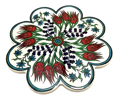 Artnicea Turkish Trivet Ceramic Tile Art Iznik Style Floral 7in Turkey Vintage - Image 1 of 4