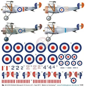 Peddinghaus 1/48 Nieuport 17 y 23 Marcas Primera Guerra Mundial Ases Británicos No.1 Qn RFC 4310 - Imagen 1 de 1